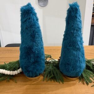 Faux Fur Teal Cone Trees